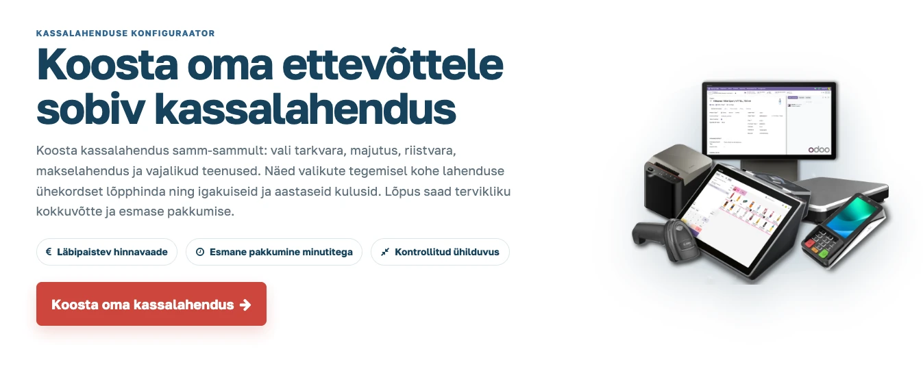 Esrapi kassalahenduse konfiguraatori avaleht eesti keeles