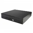 APG ECD410 black steel cash drawer front view