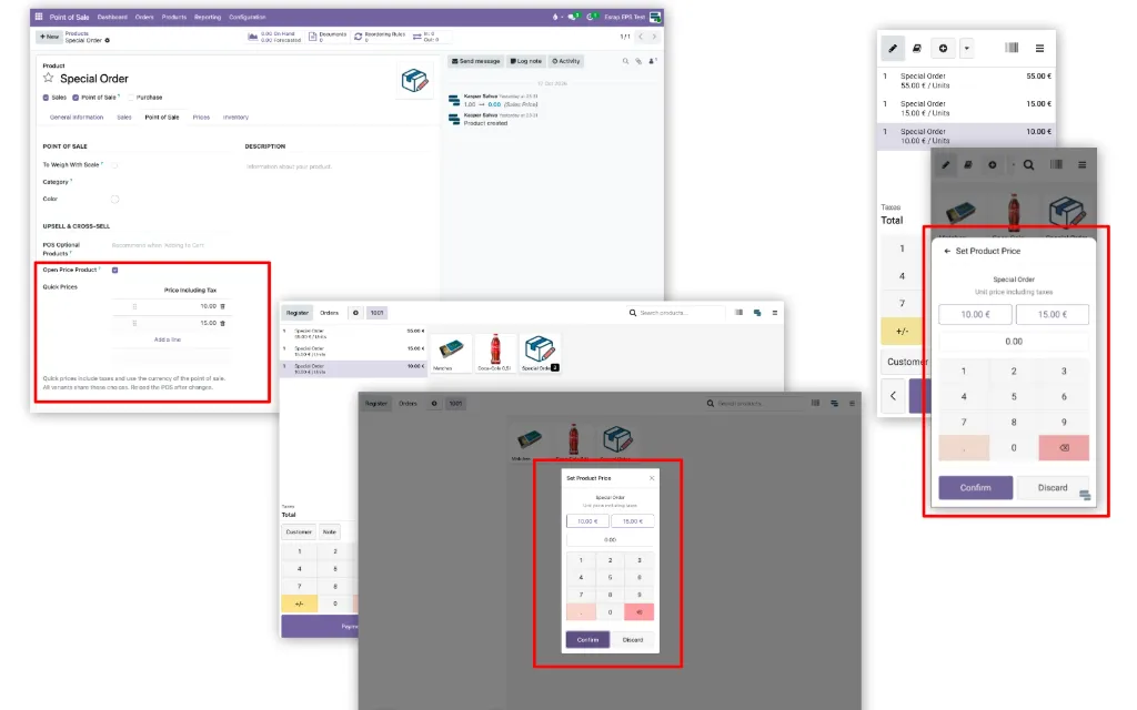Odoo kassa vaba hinna määramine